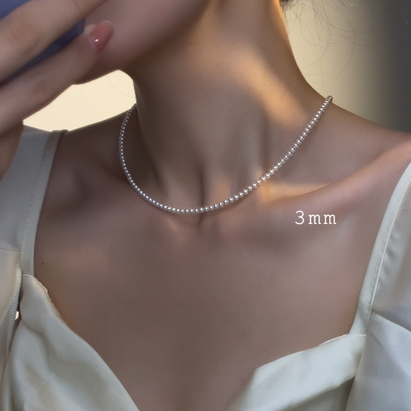 Classic White Pearl Necklace with Sterling Silver Clasp